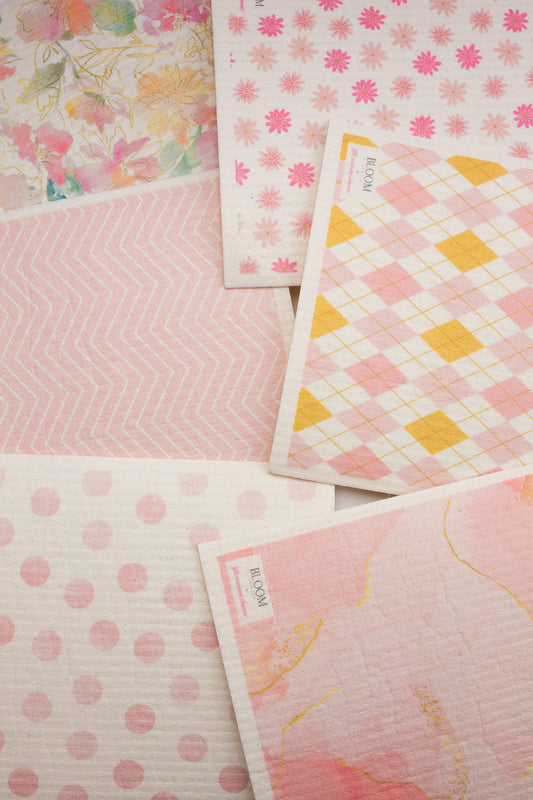 Pink Argyle Swedish Dishcloth