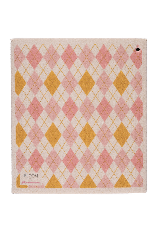 Pink Argyle Swedish Dishcloth