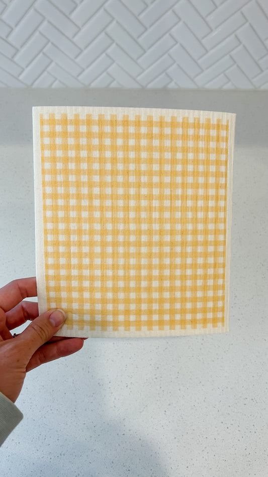 Yellow Check Swedish Dishcloth