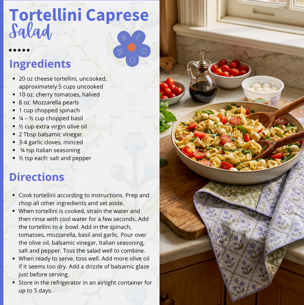 Tortellini Caprese Salad- Free Digital Recipe