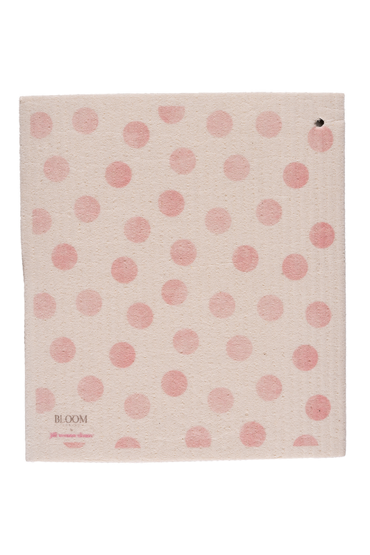 Pink Polka Dot Swedish Dishcloth