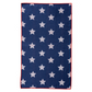 Red, white, and blue microfiber dish towel.  Blue background with white stars and a red thread boarder.
