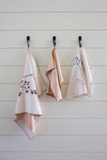 Load image into Gallery viewer, This shows the minimal floral design with the matching blush and minimal floral microfiber wash cloths.
